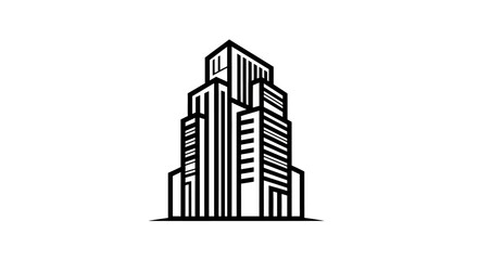 Fototapeta premium Modern stylized skyscraper illustration in a clean black and white design