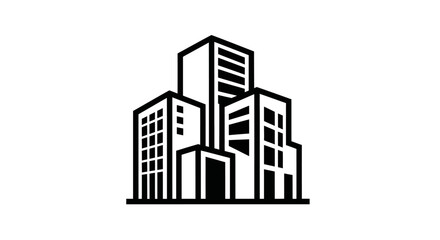 Fototapeta premium Black and white illustration of modern building structures isolated