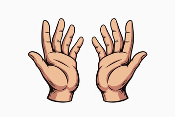 Fototapeta premium Illustration of two human hands with palms open facing forward in a gesture of receiving, giving, or honesty.
