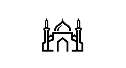 Obraz premium Minimalist black and white architectural icon representing a religious building