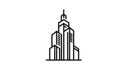 Obraz premium Minimalist black and white building icon for design and business concepts