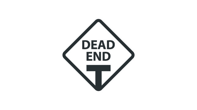 Dead end road sign with T intersection.
