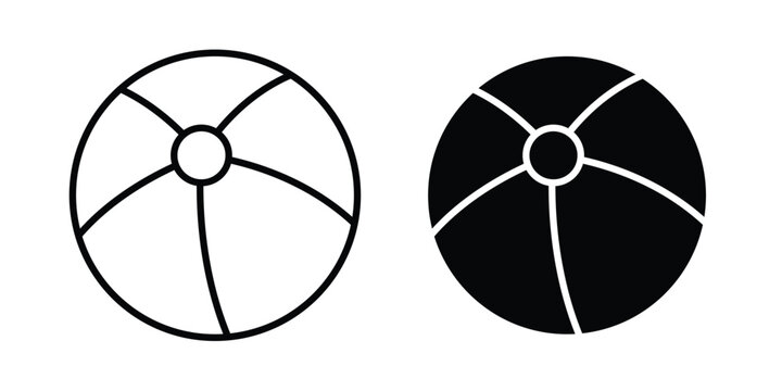 Beach ball icon design concept pack in black color