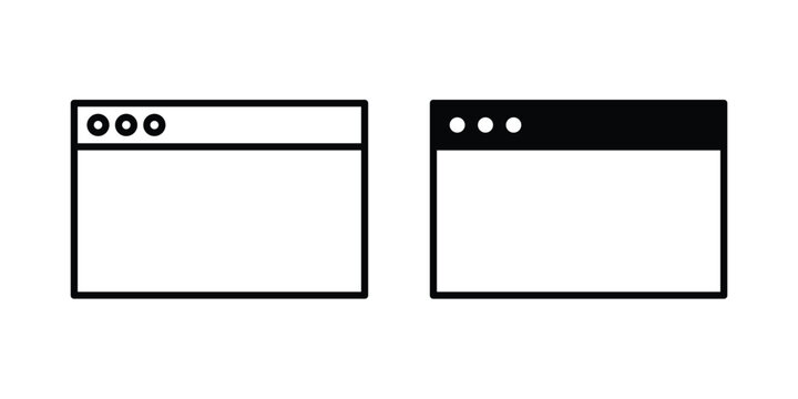 Browser window icon design concept pack in black color
