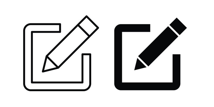 Edit button icon design concept pack in black color