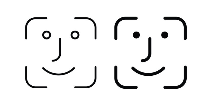 Face id icon design concept pack in black color