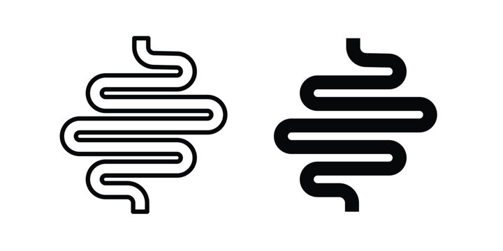 Intestine icon design concept pack in black color