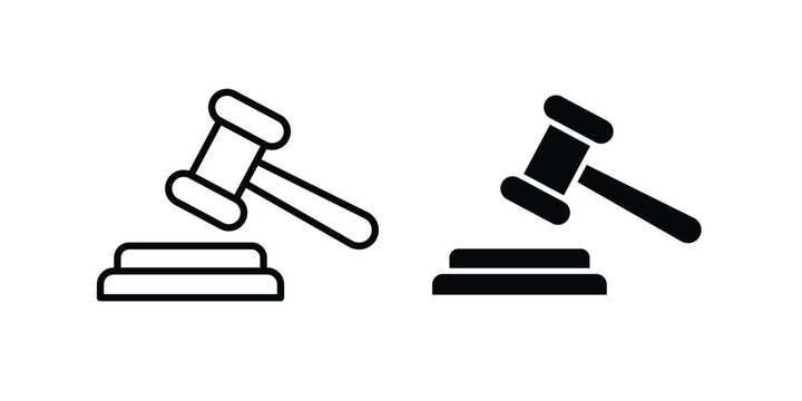 Judge gavel icon design concept pack in black color