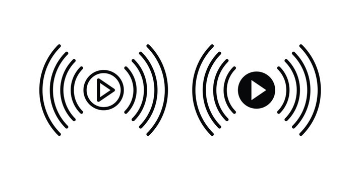 Live streaming icon design concept pack in black color