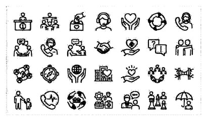 Fototapeta premium Editable help and customer support outline icon pack teamwork vector illustration