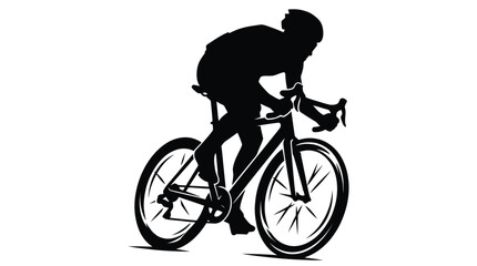 Fototapeta premium Silhouette of a professional cyclist riding a racing bicycle in a fast and aerodynamic road position