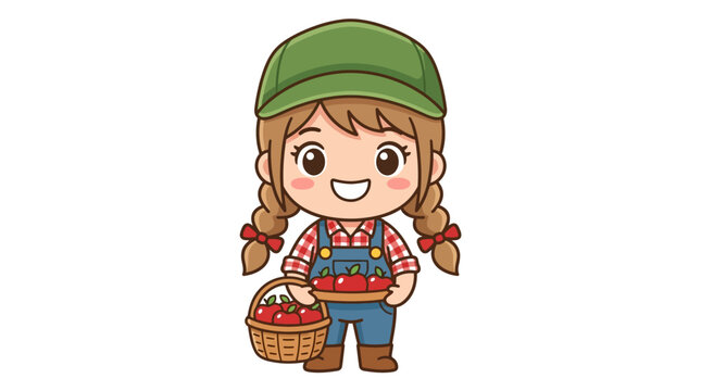Little Girl Holding a Basket.