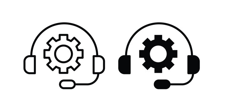 Technical support icon design concept pack in black color