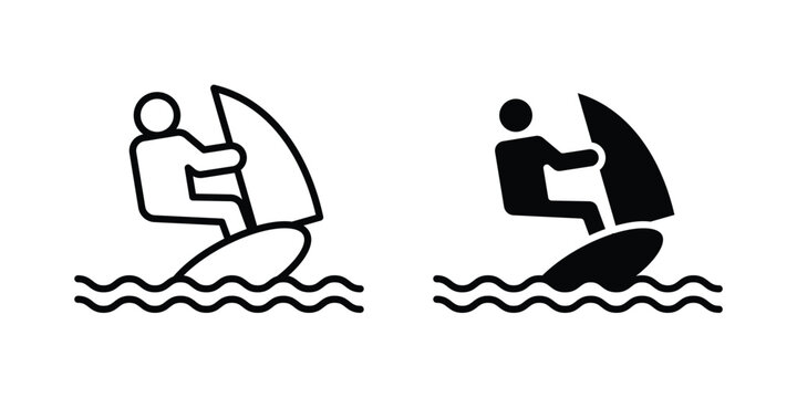 Windsurf icon design concept pack in black color