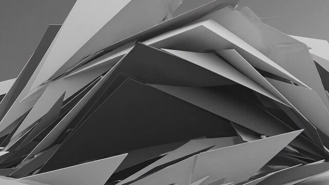 Geometric shapes in a chaotic arrangement.