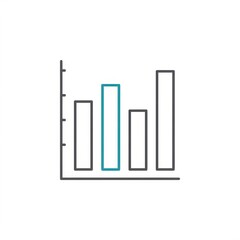 Obraz premium Simple bar graph icon with blue highlight for data analysis