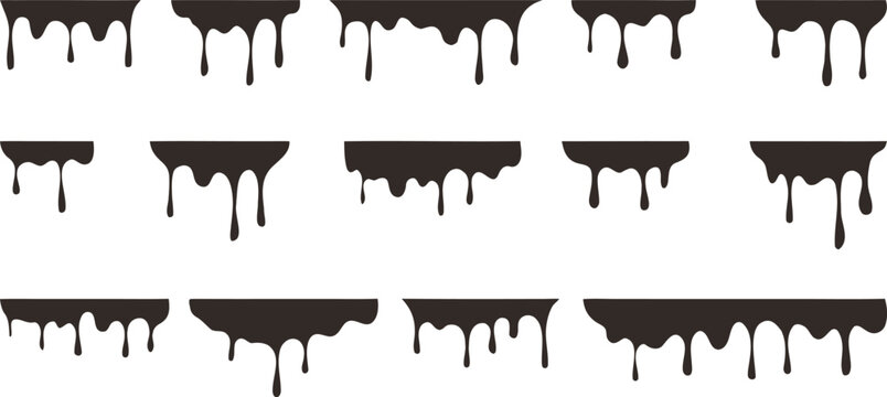 Abstract dripping paint border collection with grunge monochrome liquid splash textures and urban graffiti effects. Creative ink drip overlays for posters, street art branding and edgy graphic design 