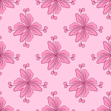 Soft Pink Floral Seamless Pattern with Feminine Decorative Motif