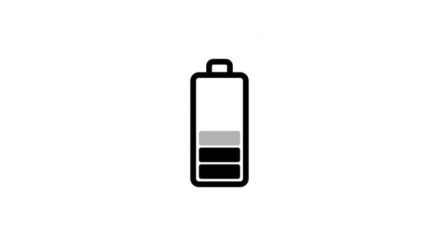 Digital battery icon partial energy level symbol black white graphic simple illustration. Suitable for web design or app development projects needing battery level indicators. Minimalistic and versati