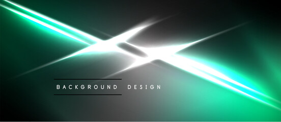 Fototapeta premium Dark background features bright teal, white lines creating dynamic abstract effect. Minimalist text reads background design.