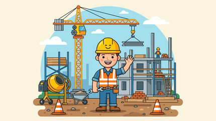 Naklejka premium Construction Worker Wearing Yellow Hard Hat.
