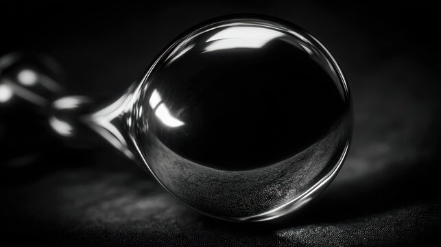 Close up of a silver bar spoon in black and white photography