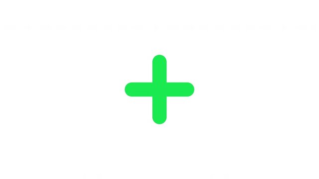 Green plus mark, Add positive symbol animation motion graphic design