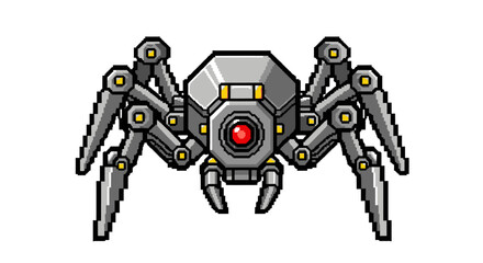 Fototapeta premium Robotic Spider Drone with Red Eye Lens.
