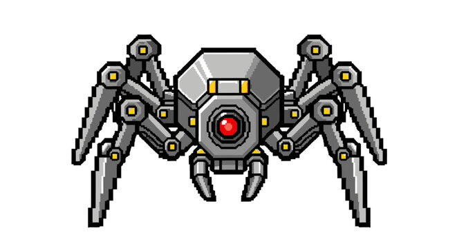 Robotic Spider Drone with Red Eye Lens.