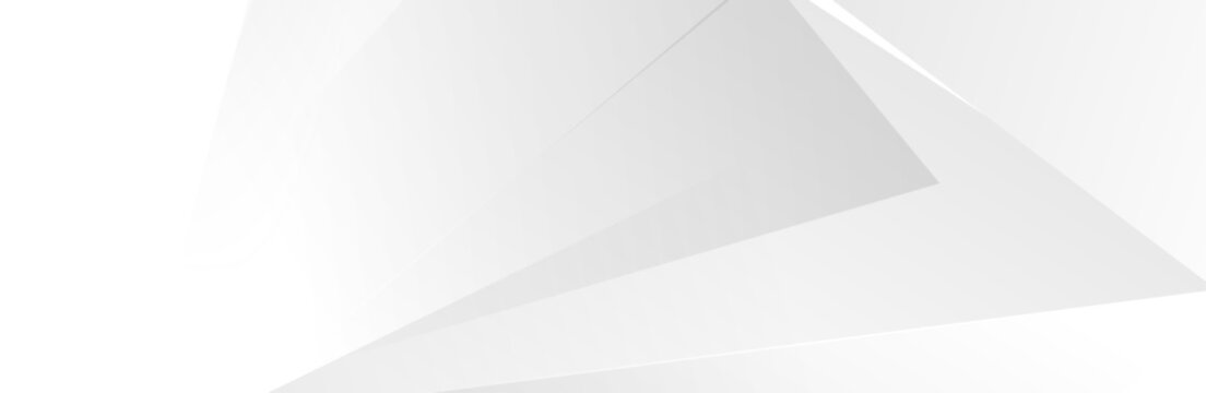 Minimal white triangle geometric background with layered angular arrow shape pointing right for bold corporate and tech design