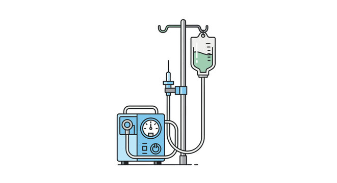 Medical IV infusion pump with saline solution bag