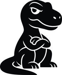 Fototapeta premium black silhouette, dinosaur, side profile, eps10, flat monochrome, prehistoric creature, cartoon dinosaur, simple shape, minimalist, outline, black only, simpl silhouette of a small dinosaur, side view