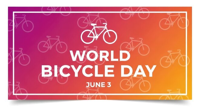 World Bicycle Day abstract linear pattern background banner with multiple bicycle icons on red canvas