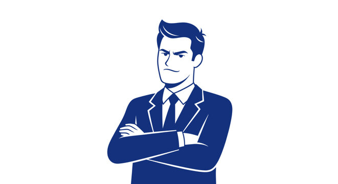Frustrated Businessman with Crossed Arms, Negative Emotion, Corporate Conflict
