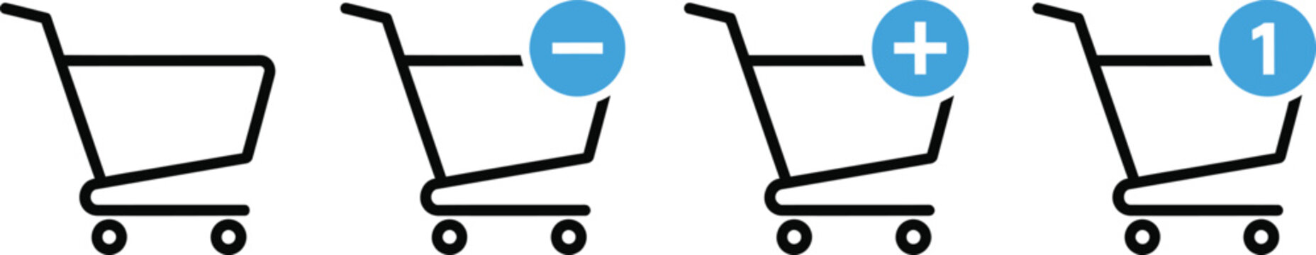 Minimalist shopping cart icons for e-commerce websites and mobile app interfaces