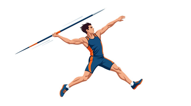Athlete Throwing Javelin - Dynamic Action Shot of Javelin Thrower in Mid-Air