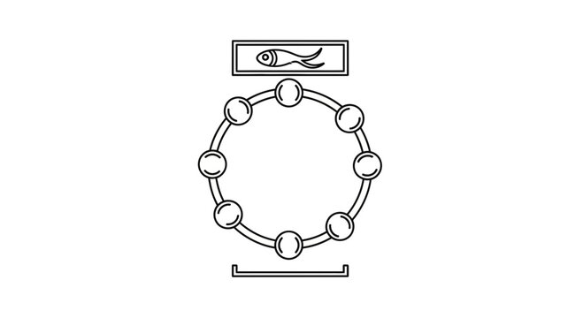 Ancient Egyptian Hieroglyph: Fish Symbol in Circle, Symbolizing Cycles and Life
