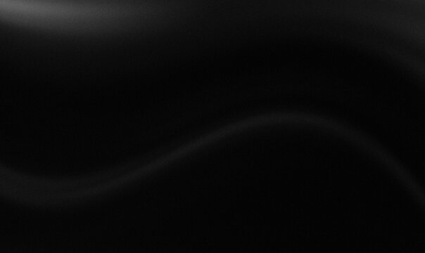 dark black gradient abstract background with a thick, voluminous horizontal wave or curve pattern and texture resembling the folds of thick black silk or flexible premium leather.