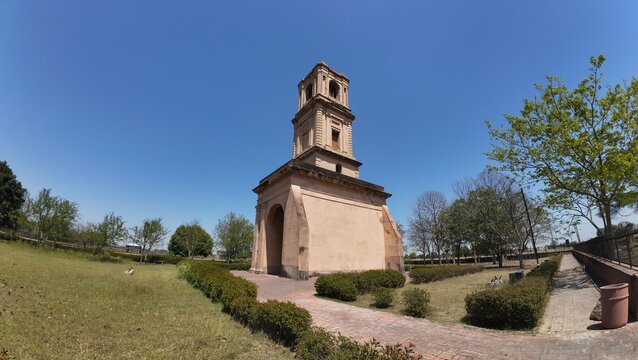 Historic 1806 Cantonment Church Tower Exterior Surrounded by Greenery in Karnal, Haryana