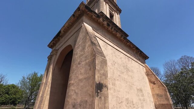 Historic 1806 Cantonment Church Tower Exterior Surrounded by Greenery in Karnal, Haryana