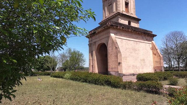Historic 1806 Cantonment Church Tower Exterior Surrounded by Greenery in Karnal, Haryana
