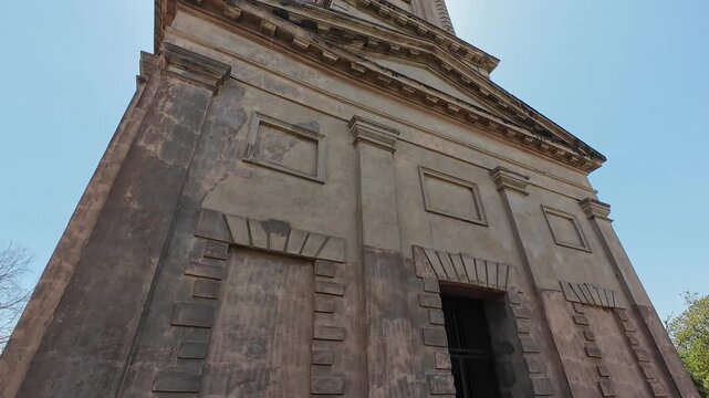Historic 1806 Cantonment Church Tower Exterior Surrounded by Greenery in Karnal, Haryana