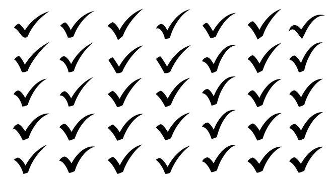 A uniform grid of black checkmark icons forming a seamless pattern for graphic resources and design projects.