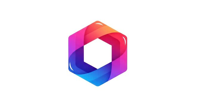 Colorful glossy hexagonal logo icon on white background