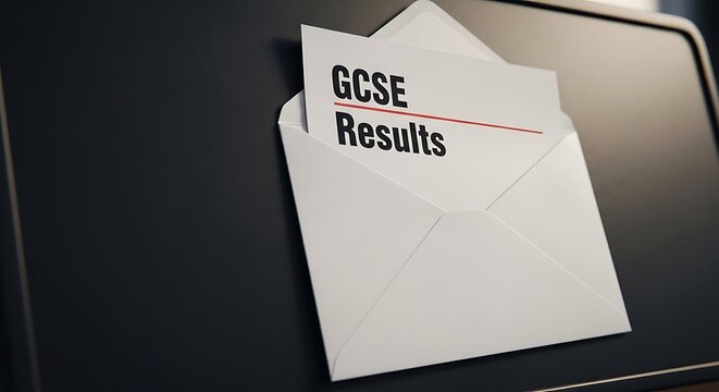 Close up of an envelope containing official gcse results document