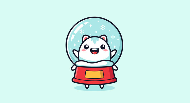 Cartoon Space Cat in Rocket Helmet.