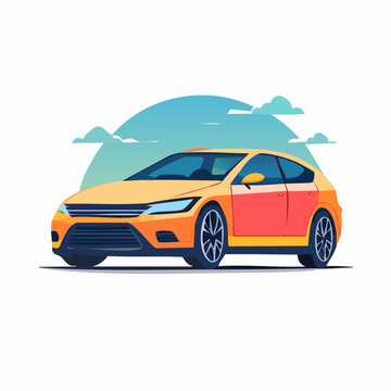 Modern Orange Car Illustration