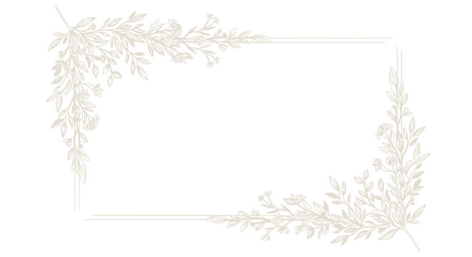 Elegant floral frame with delicate leaves and small flowers