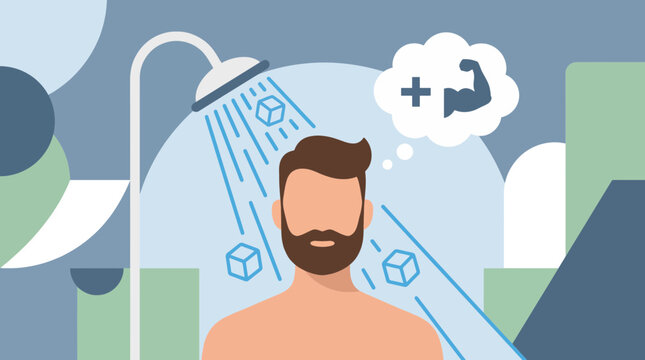 Man taking cold shower for health benefits