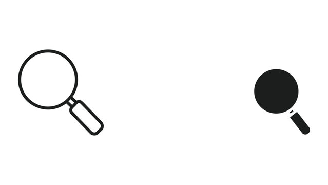 Vector illustration of magnifying glass icons in black and white